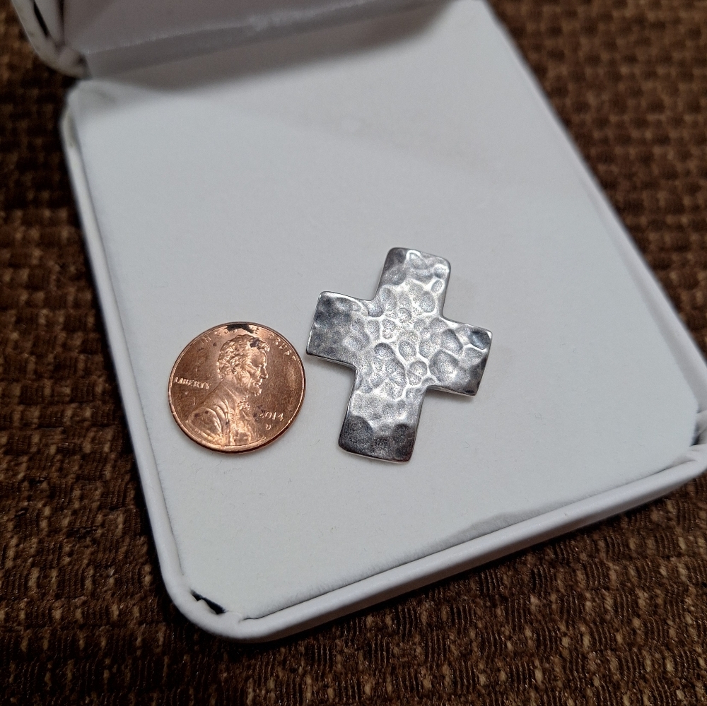✝️ Silpada Hammered Sterling Silver Cross Pendant Made In Israel NO732 - Picture 6 of 7